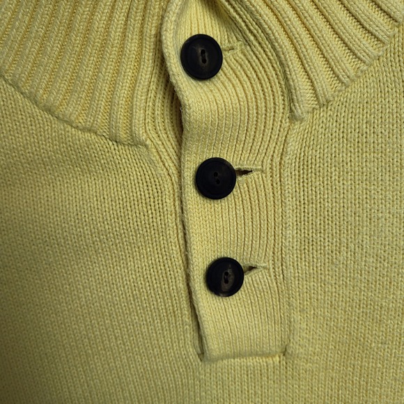 Ralph Lauren Men's Large Yellow Knit Sweater Mock Neck 3 Button Accent Logo - Picture 6 of 10